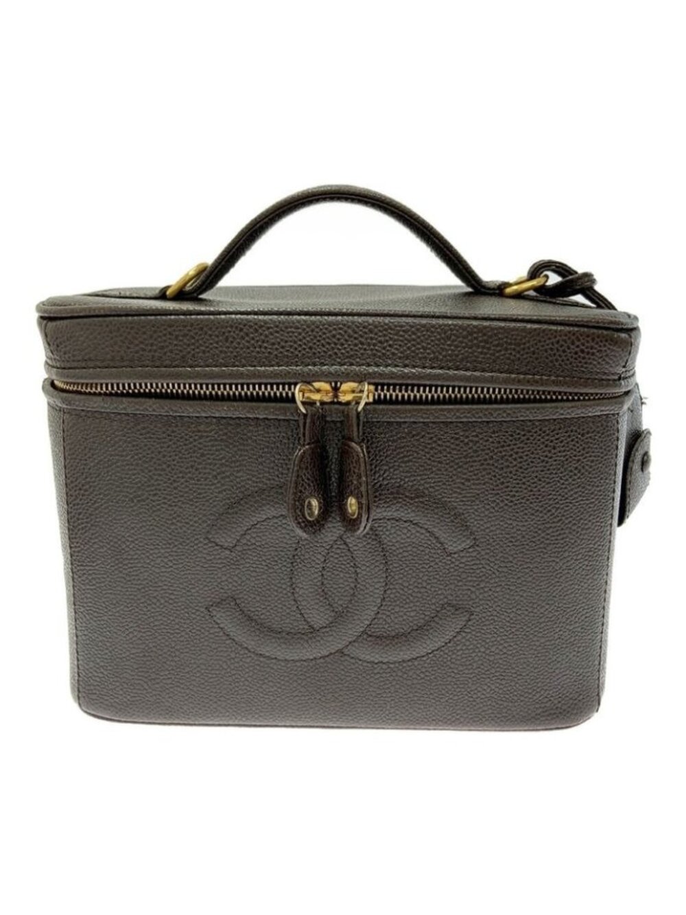 Chanel Caviar Leather 2-Way Vanity Bag Brown Handbag